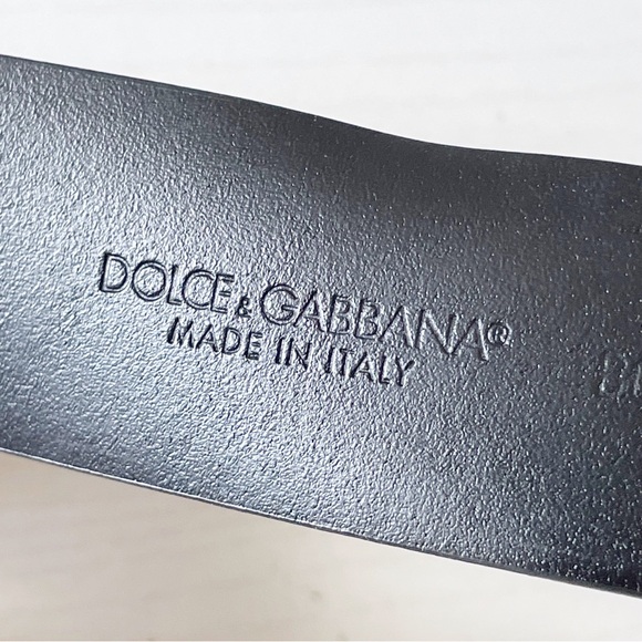 Dolce & Gabbana black leather gunmetal DG logo sleek minimalist belt - Picture 9 of 10